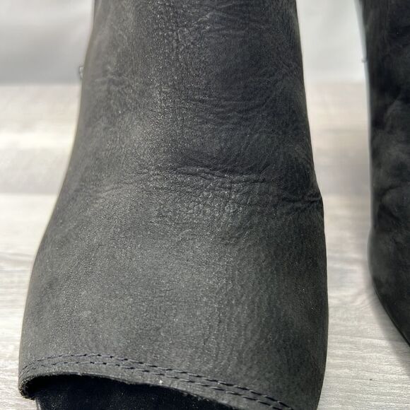 Franco Sarto Black Suede Open toe heeled booties size 9.5 - Picture 4 of 12